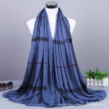 New arrival fashion pattern plaid wholesale cotton malaysian muslim turkish hijab scarf